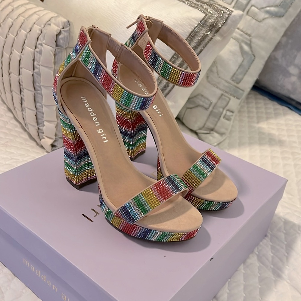 Madden Girl Siren-R Heels 7.5 Multi Rhinestone